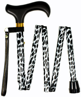 Handbag Size Mini Folding Walking Stick Zebra Print